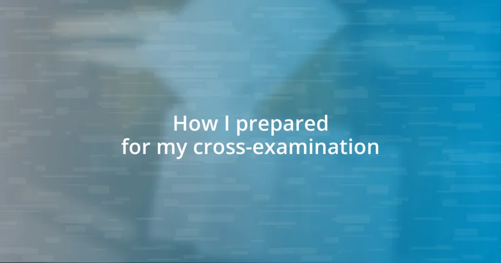 How I prepared for my cross-examination