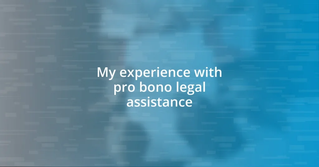 My experience with pro bono legal assistance