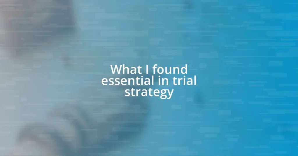 What I found essential in trial strategy