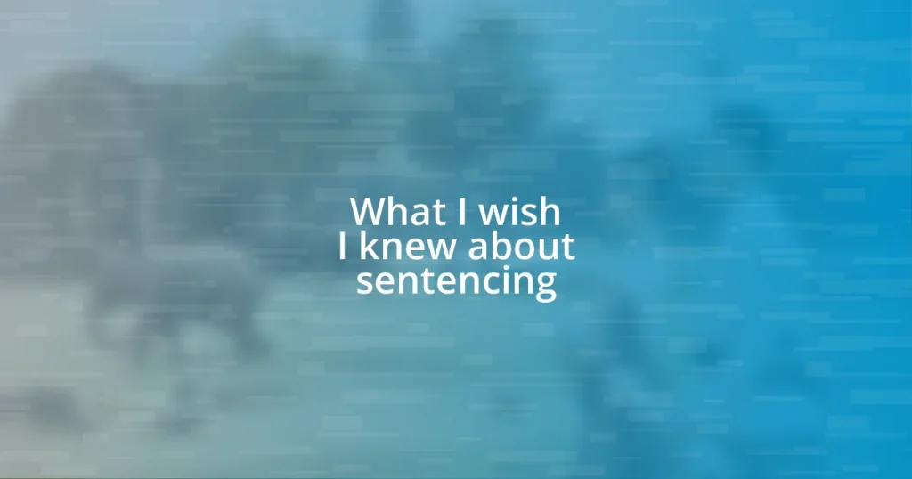 What I wish I knew about sentencing