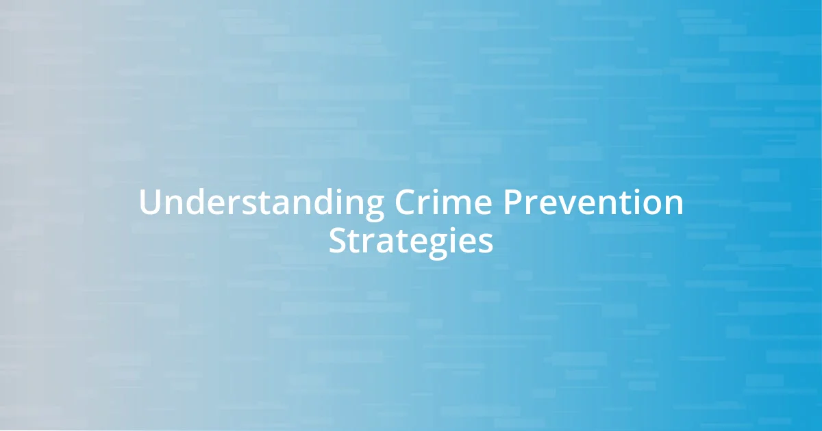 Understanding Crime Prevention Strategies