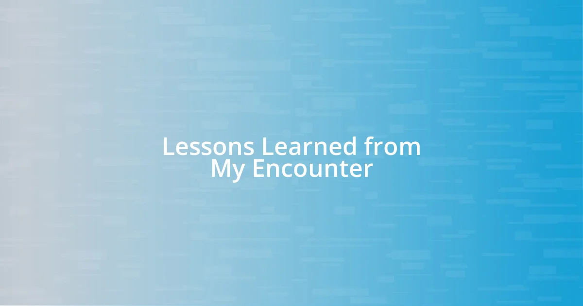 Lessons Learned from My Encounter