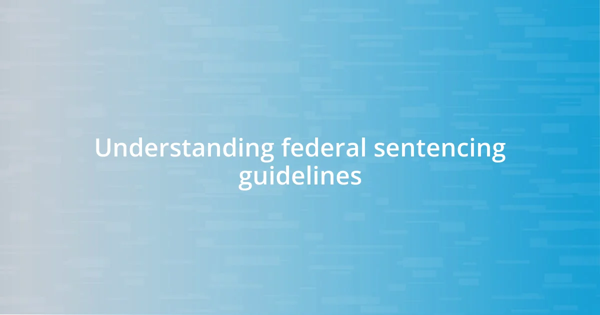 Understanding federal sentencing guidelines
